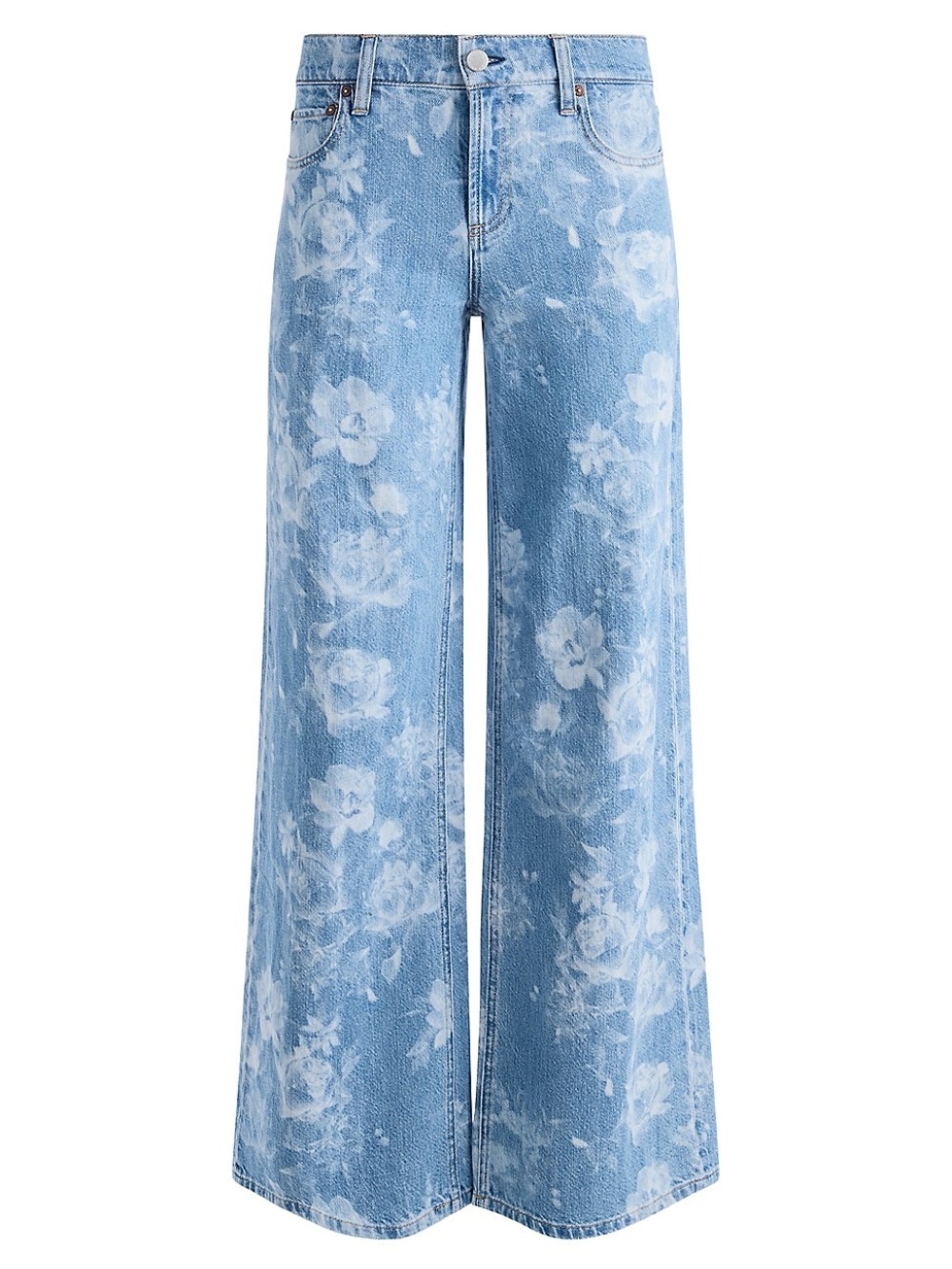 ALICE AND OLIVIA TRISH LOW RISE BAGGY JEANS IN LOTUS FLOWER MSRP $350